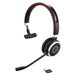 Telefonní headset s USB bez kabelu, mono Jabra Evolve 65 MS na uši černá, stříbrná
