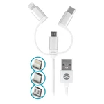 Kábel Forever 3v1, USB/Micro USB + Lightning + USB-C, 1m (T_01625) biely Forever USB kabel 3v1, který umožňuje dobíjet a přenášet data.

Barva: Bílá
D