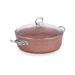 Ružový nízký hliníkový hrniec s pokrievkou Güral Porselen Classic, ø 24 cm Ružový nízký hliníkový hrniec s pokrievkou Güral Porselen Classic, ø 24 cm