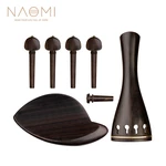 NAOMI Ebony Violin Accessories Set Tailpiece+ Chin Rest+ Endpin+ 4 Tuning Pegs Violin Repairing Parts For 4/4 Violin Fid
