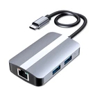 5 IN 1 Type-C Hub Docking Station USB-C to USB 2.0 USB 3.0 RJ45 100Mbps LAN Ethernet SD/TF Card Reader Slot for Laptop N