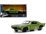 Doms 1973 Chevrolet Camaro "F-Bomb" Matt Green with Black Hood Stripe "Fast &amp; Furious" Movie 1/32 Diecast Model Car by Jada