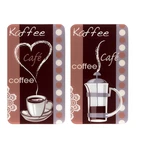 Súprava 2 sklenených krytov na sporák Wenko Coffee, 52 x 30 cm