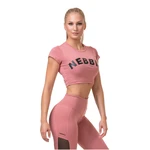 Dámský crop top s krátkým rukávem Nebbia Sporty Hero 584  Old Rose  XS