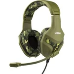 Konix PS-400 herní headset na kabel přes uši, jack 3,5 mm, maskáčová zelená