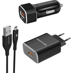 USB nabíječka Pro Mate UnigearQC3-EU, černá, nerezová ocel