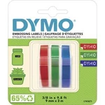 Páska do štítkovače DYMO S0847750, 9 mm, Prägeband, 3 m, bílá/modrá/černá/červená, 3 ks