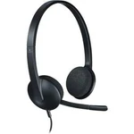 Headset k PC s USB na kabel, stereo Logitech H340 na uši černá