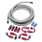 5M AN6 Braided Oil Fuel Line Hose With Fitting End Adapter Kit Set Stainless Steel