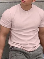 Mens Plain Small V Round Neck Workout Summer Casual T-Shirt