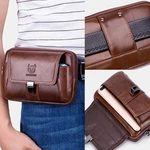 Bullcaptain Men Vintage Genuine Leather Waist Bag Belt Bag