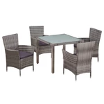 5 Piece Outdoor Dining Set with Cushions Poly Rattan Gray