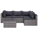 7 Piece Garden Lounge Set with Cushions Poly Rattan Gray