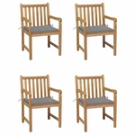 VidaXL Garden Chairs 4 pcs with Grey Cushions Solid Teak Wood