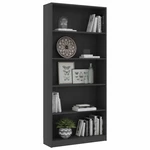 5-Tier Book Cabinet Gray 31.5"x9.4"x68.9" Chipboard