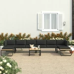 5 Piece Garden Corner Sofa Set with Cushions Aluminum and WPC