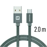 Datový kabel Swissten Textile USB / microUSB 2m, grey