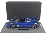 Pagani Huayra Roadster BC Carbon Fiber Blue Metallic with Purple Interior with DISPLAY CASE Limited Edition to 48 pieces Worldwide 1/18 Model Car by