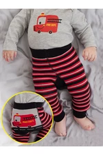 Denokids Firefighter Baby Boy Knitted Striped Tights-Pants