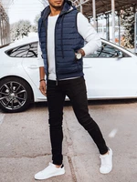 Men's quilted hooded vest, navy blue Dstreet