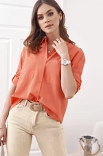 Airy shirt with longer back, coral