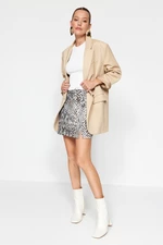 Trendyol Multicolored Snakeskin Pattern High Waist Slit Interlock Mini Knit Skirt
