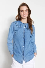 Trendyol Blue Baby Collar Denim Jeans Shirt