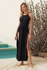 Trendyol Black Maxi Knitted Tie Beach Dress