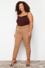 Trendyol Curve Brown Woven Plus Size Trousers