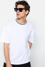 Trendyol Limited Edition Basic White Relaxed Knitwear Tape Textured Pique T-Shirt