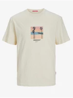 Béžové pánské tričko Jack & Jones Aruba - Pánské