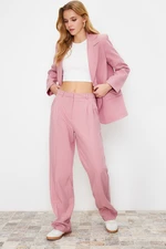 Trendyol Limited Edition Light Pink Straight/Straight Fit Pleated Woven Trousers