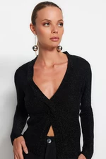 Trendyol Black Silvery Slit Detailed Knitwear Sweater