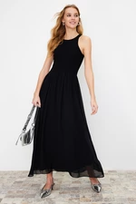 Trendyol Black Maxi Halter Collar Lined Knitted Woven Mixed Dress