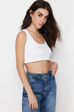 Trendyol White Strap Crop Ribbed Flexible Knitted Undershirt