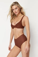 Trendyol Brown V-Cut High Waist Hipster Bikini Bottom