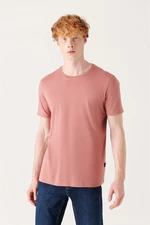 Avva Men's Pale Pink Ultrasoft Crew Neck Cotton Slim Fit Slim Fit T-shirt