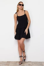 Trendyol Black Skirt Flounce Fabric Featured Mini Woven Dress Dress