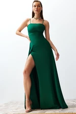 Trendyol Smaragdovo Zelené Tkané Večerné Šaty