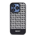 Zadní kryt DKNY PU Leather Repeat Pattern Bottom Stripe pro Apple iPhone 12/2 Pro, černá