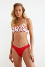 Trendyol Red Texturált V Cut Bikini alsó