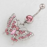 Cute Butterfly Belly Button Ring Navel Piercing Ring Bunny Belly Button Piercing Ring Diamond Jewelry Butterfly Piercing