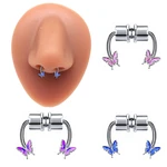Stainless Steel Magnet Nose Ring Butterfly Ring Nose Clip Non-pierced Nose Hoop Magnetic Nose Nail piercing nariz piercing Cute