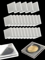 20pcs Coin Collection Box Square Coin Capsule Transparent Plastic Coin Holder Storage Container With Spacers Scratch-resistant