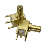 1Pcs Connector SMB Male Plug Right angle Solder PCB Mount RF Adapter Coaxial Wire Terminals High Quanlity