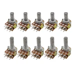 5Pcs WH148 Potentiometer B1K 2K 5K 10K 20K 50K 100K 250K 500K 1M 6Pin Double Linear Rotary Potentiometers Shaft 15mm 20mm