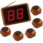 SINGCALL Wireless Calling System 1Pc APE1000 Fixed Receiver and 5Pcs APE560 Wooden Bells for Kitchen, Bar