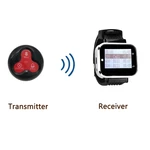 Wireless Waiter Calling System 433 MHz 1 Watch Receiver+ 1 Waterproof Three Keys Button Transmitter For Restaurant