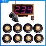 Wireless Call Button Transmitter 1 Host LED Display Receiver + 8 Pager for Restaurant Cafe Office Service