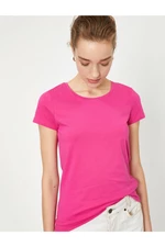 Koton Women's Pink Standard Fit Crew Neck Basic T-Shirt.